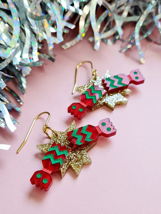 Christmas Bon Bon Cracker Dangle Earrings