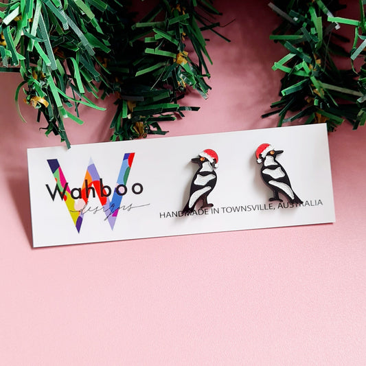 Christmas Magpie Stud Earrings