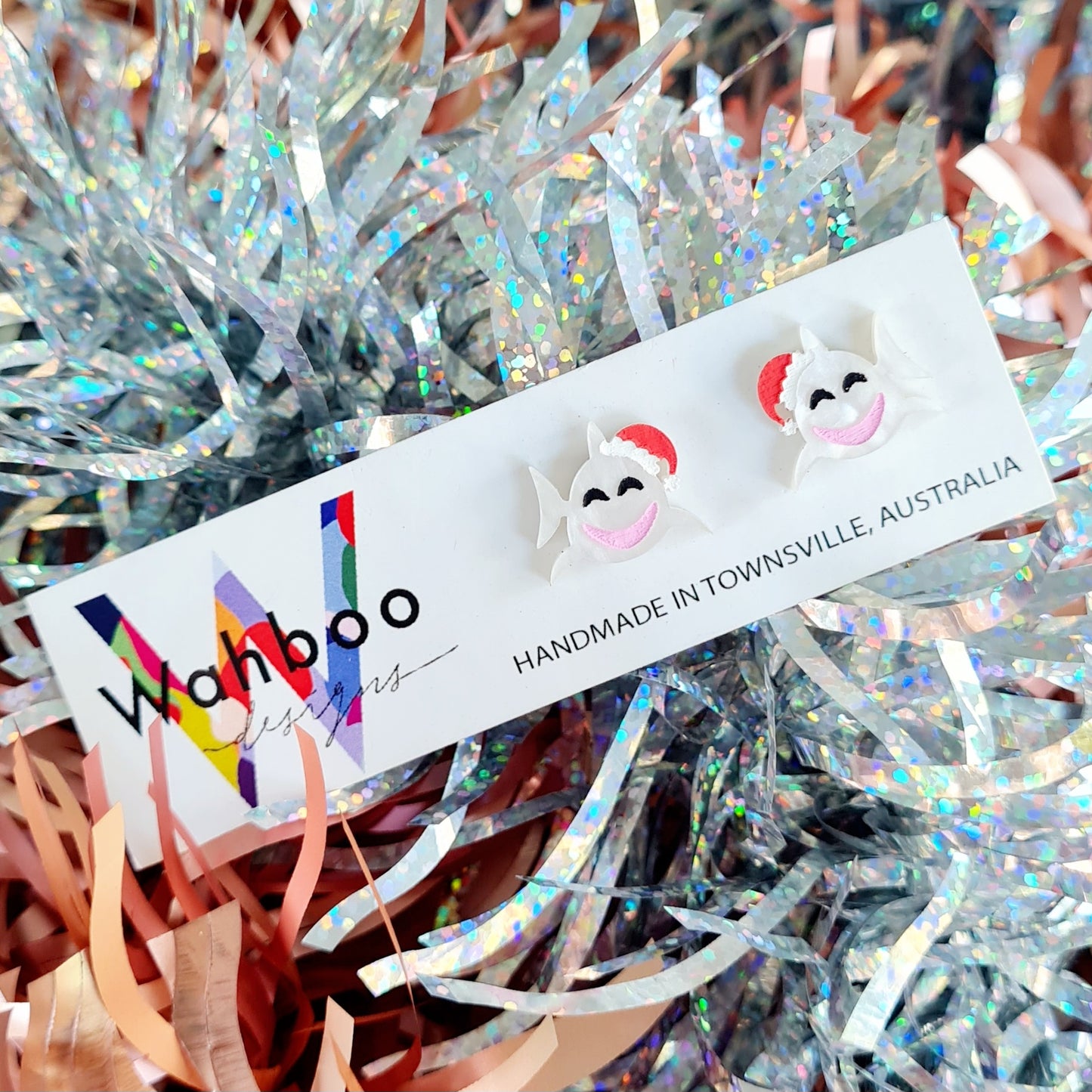 Christmas Shark Stud Earrings