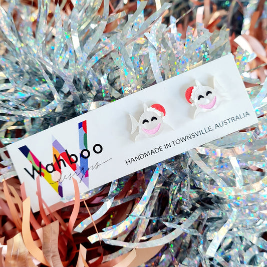 Christmas Shark Stud Earrings