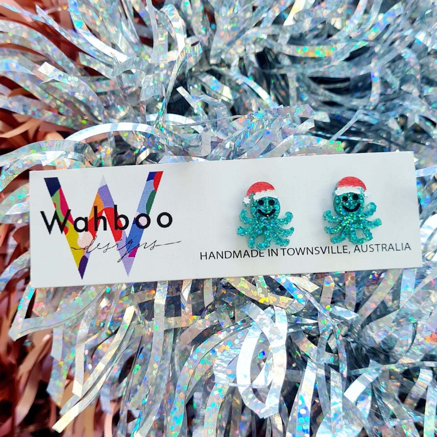 Christmas Octopus Stud Earrings