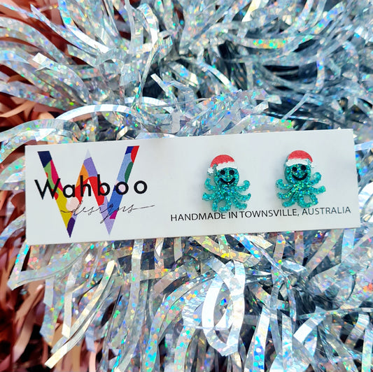 Christmas Octopus Stud Earrings