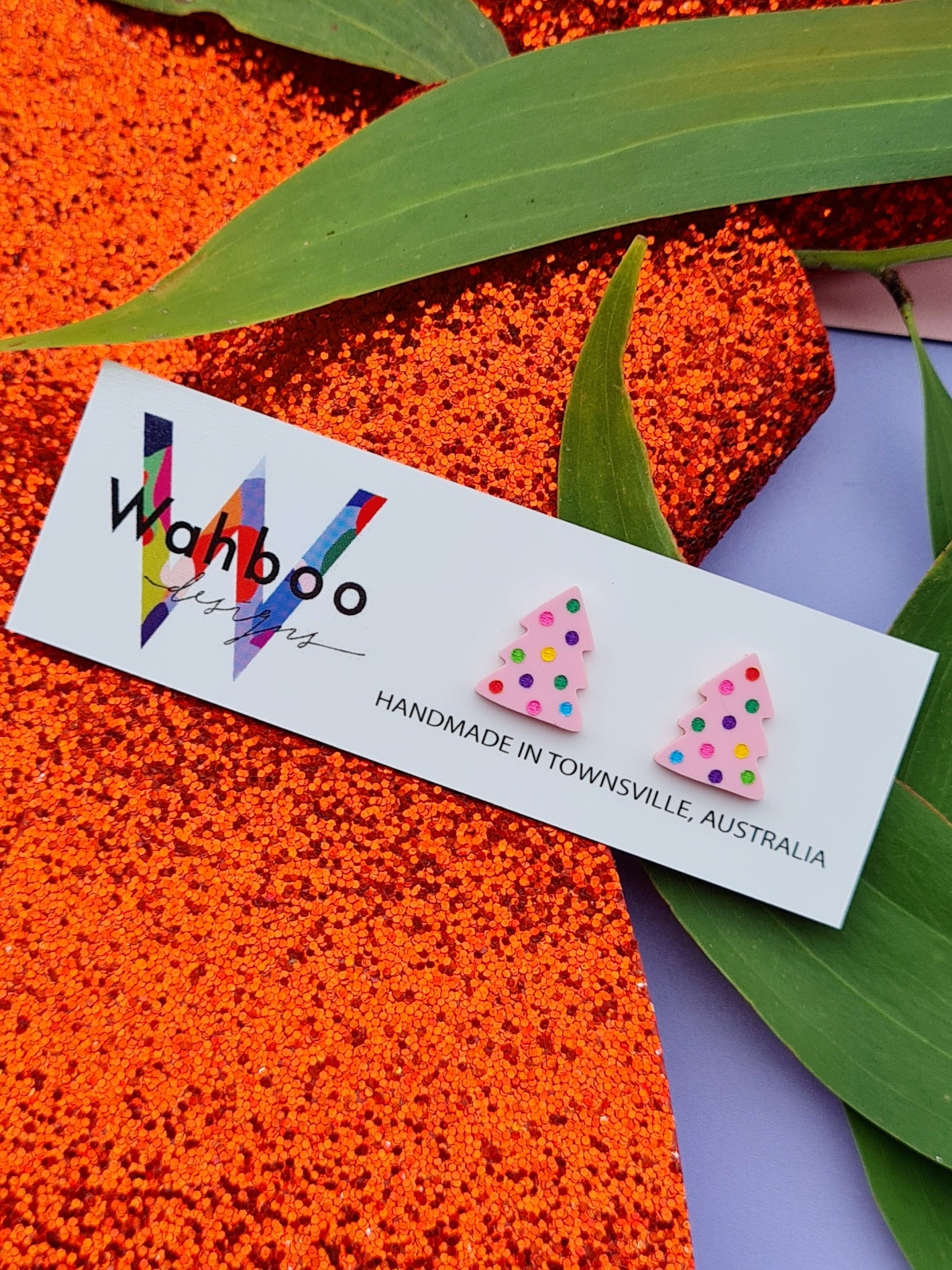 Christmas Tree with Lights Stud Earrings