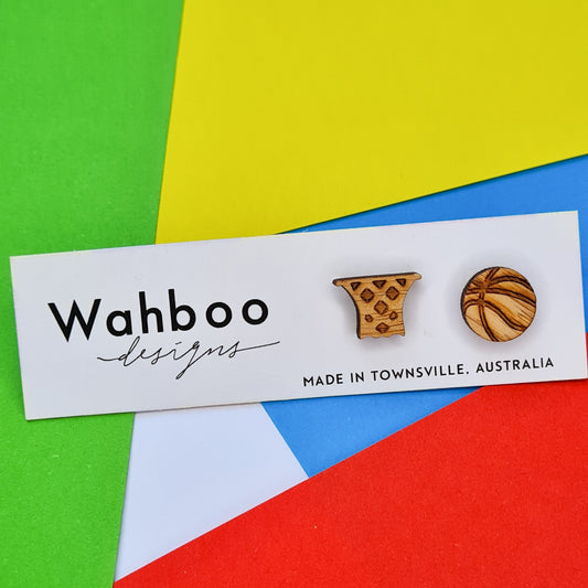 Basketball and Hoop Stud Earrings