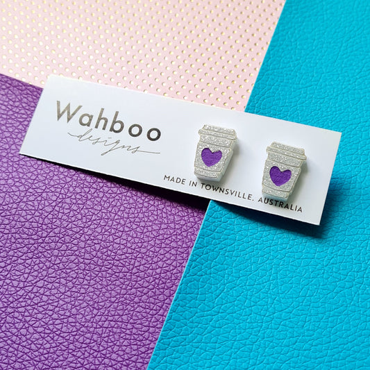 Coffee Takeaway Cup Stud Earrings