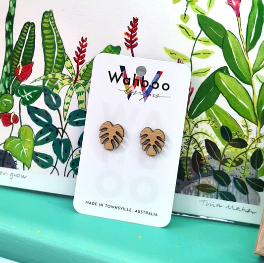 Monstera Stud Earrings