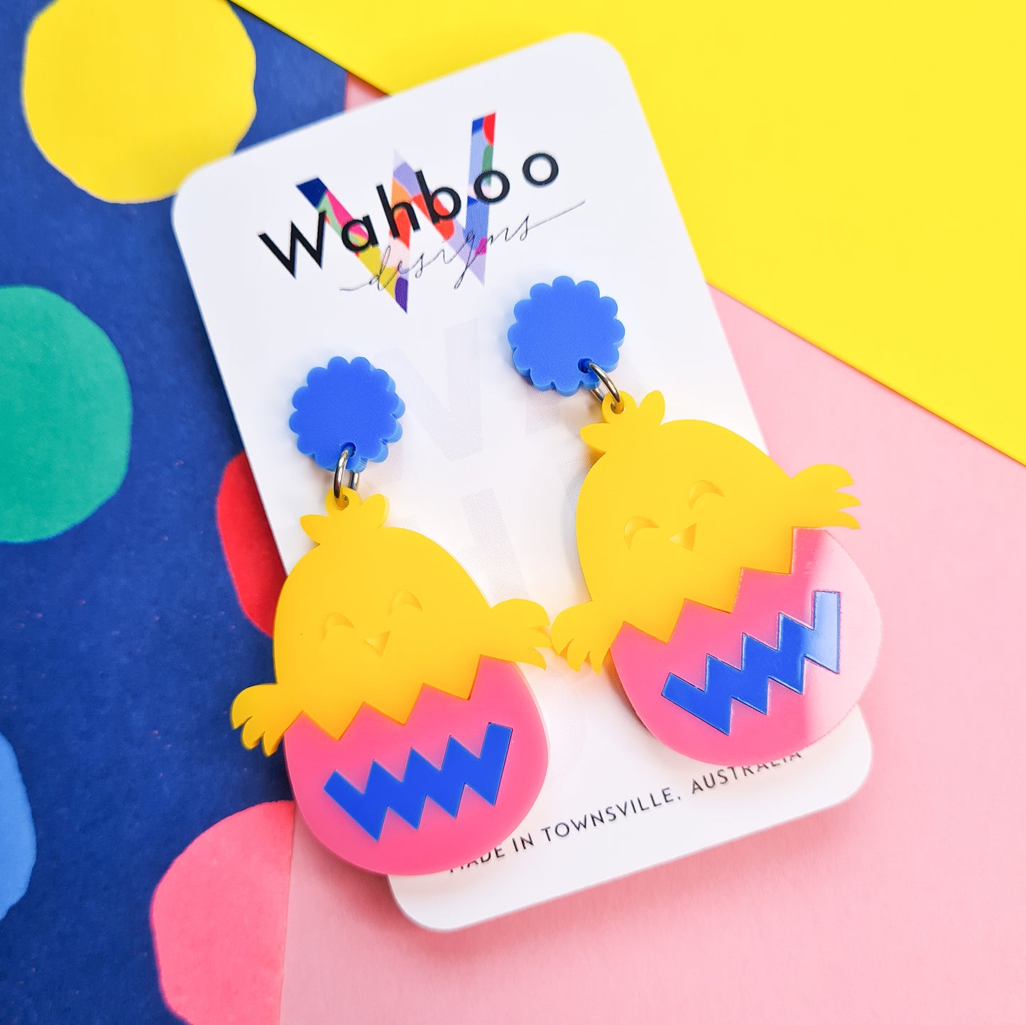 Easter Chick in an Egg Dangle Earrings