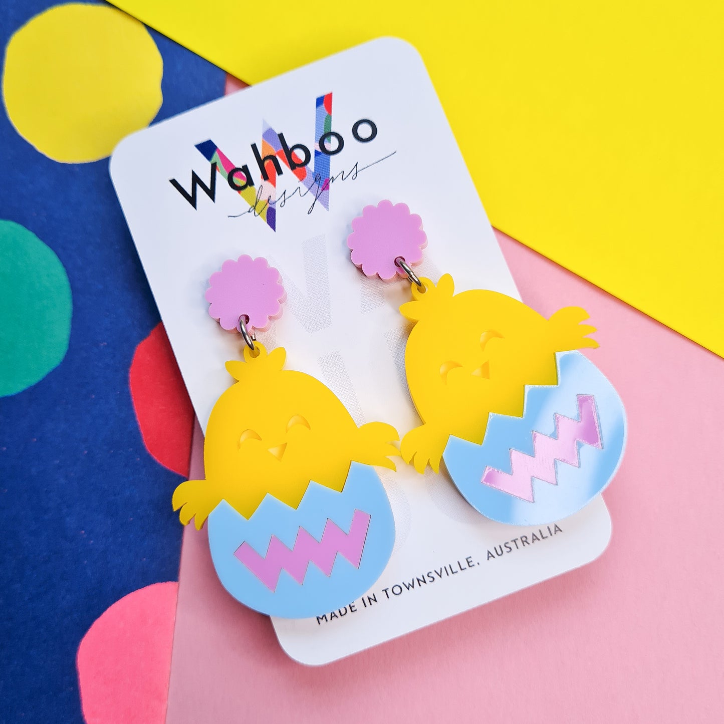 Easter Chick in an Egg Dangle Earrings