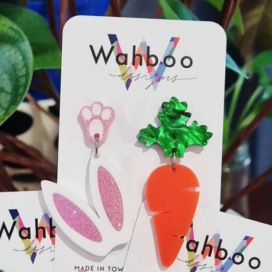 Easter Bunny and Carrot Dangle Earrings
