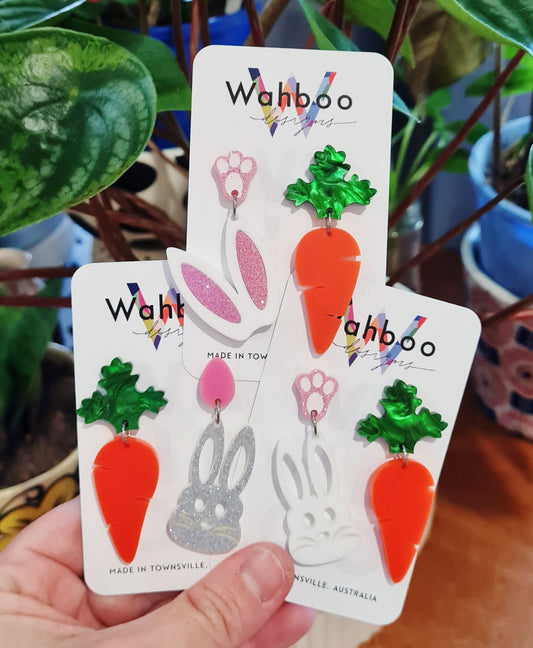Easter Bunny and Carrot Dangle Earrings