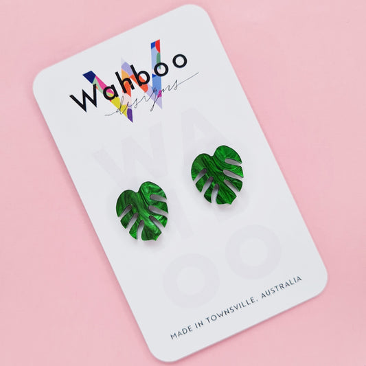 Monstera Stud Earrings
