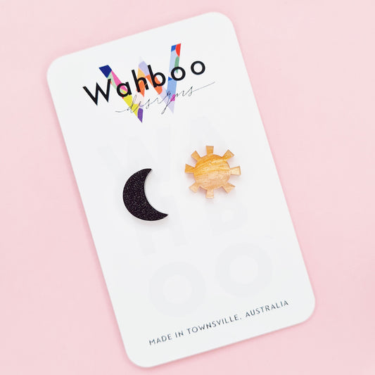 Sun & Moon Stud Earrings