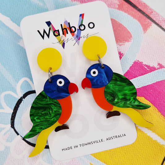 Lorikeet Parrot Dangle Earrings