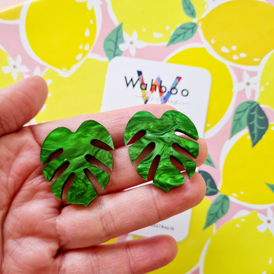 Monstera Mega Stud Earrings