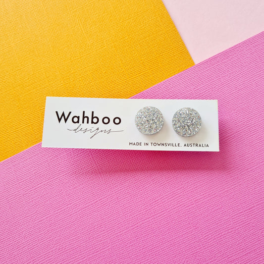 Silver Glitter Collection Stud Earrings