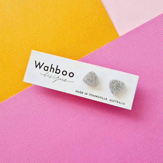 Silver Glitter Collection Stud Earrings