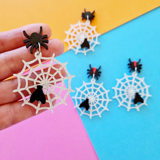 Spider Web Dinner Dangle Earrings
