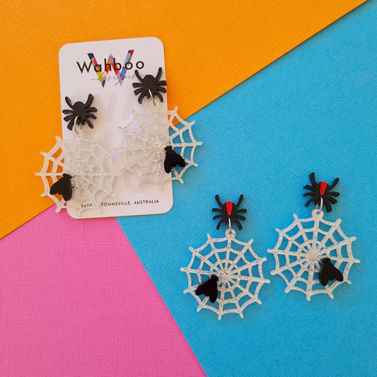 Spider Web Dinner Dangle Earrings
