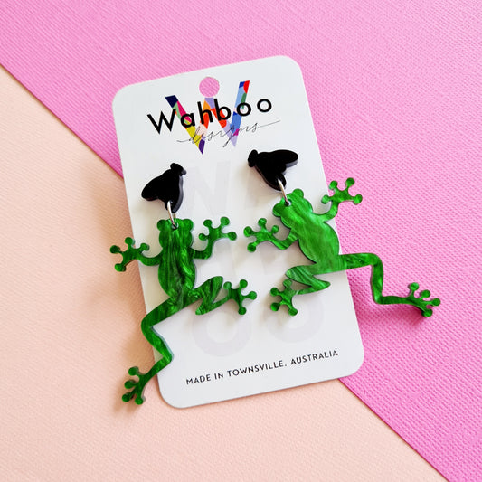 Frog and Fly Dangle Earrings
