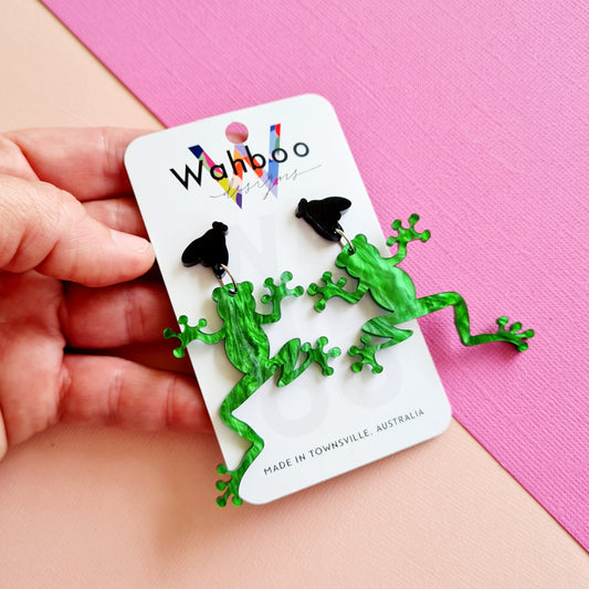 Frog and Fly Dangle Earrings