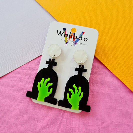 Halloween Tombstone Dangle Earrings