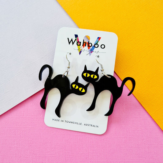 Halloween Black Cat Dangle Earrings